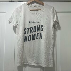 White 'Here's to Strong Women' Graphic Tee - Crew Neck Short Sleeve